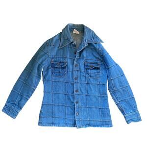 vintage 1970s brittania sportswear windowpane dagger denim shirt